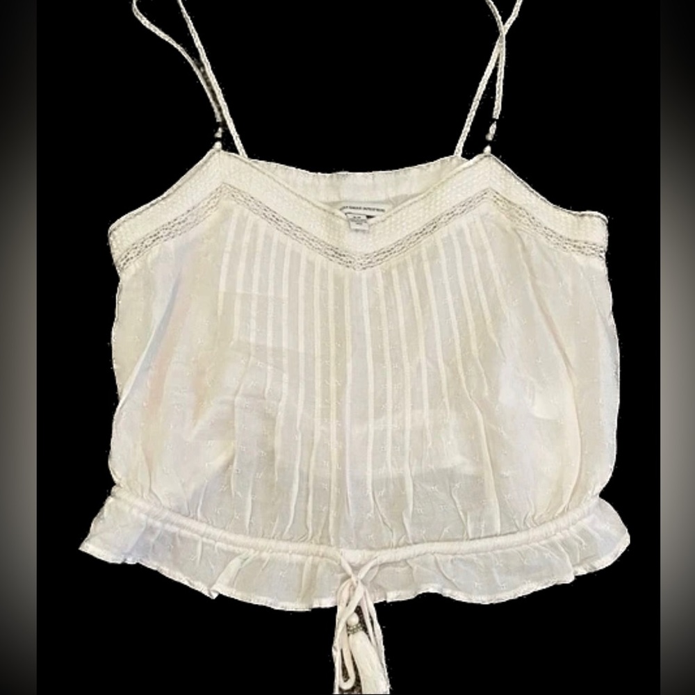 American Eagle Drawstring Front Linen Crop Top